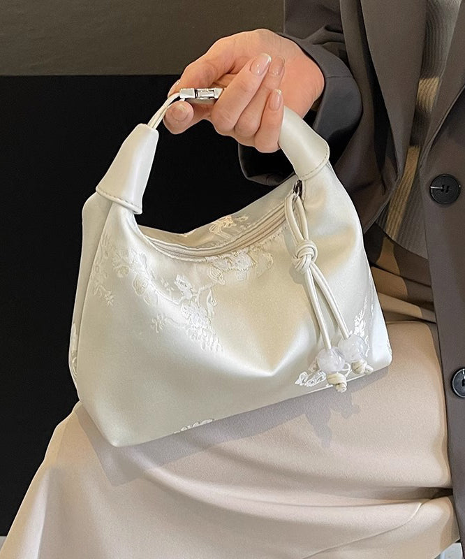Style New Chinese Versatile Beige Tote Embroidered Bag