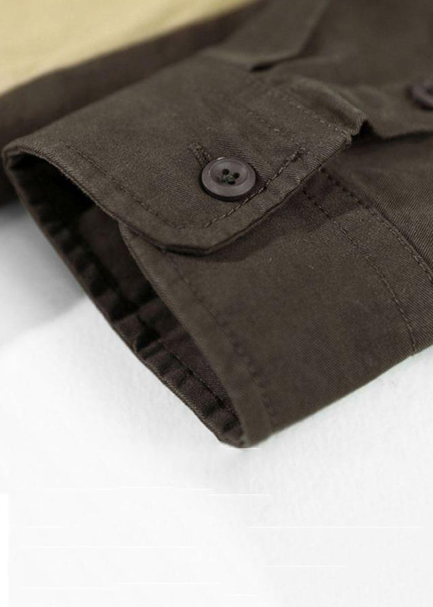 TC031 Baumwolle Frühling Kaffee Polo Shirts Herren Taste Patchwork Neue