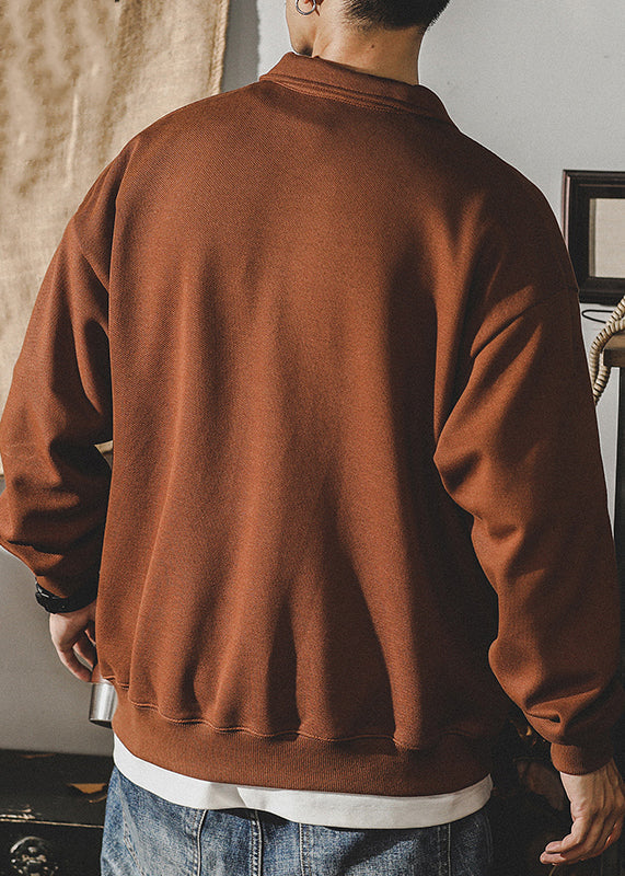 TC029 Neue Kaffee Polo Baumwolle Dunkel Bestickt Sweatshirt Frühling Taste Männer