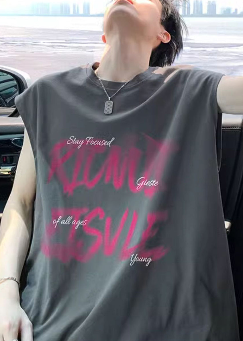 Neu Baumwolle Hemd Dark Männer Sommer Gemütliche T Grau