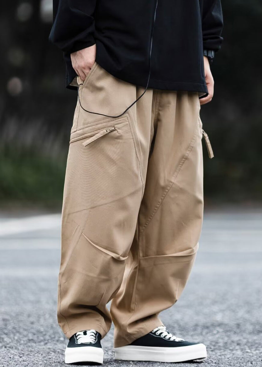 Zip Baumwolle Taschen Up Frühling Männer Dunkle Hose Grau Neue