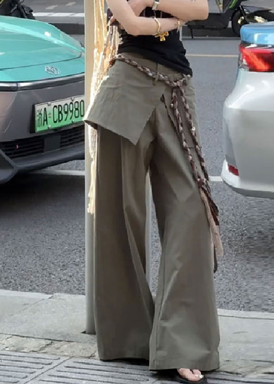 Waist Cotton False Pieces New Fall Two High Green Pants