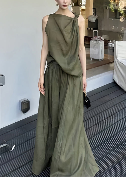 Two Skirts New Linen Original Green Tank And Set Design Piece