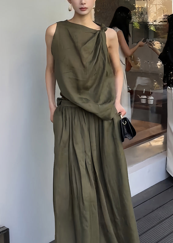 Two Skirts New Linen Original Green Tank And Set Design Piece