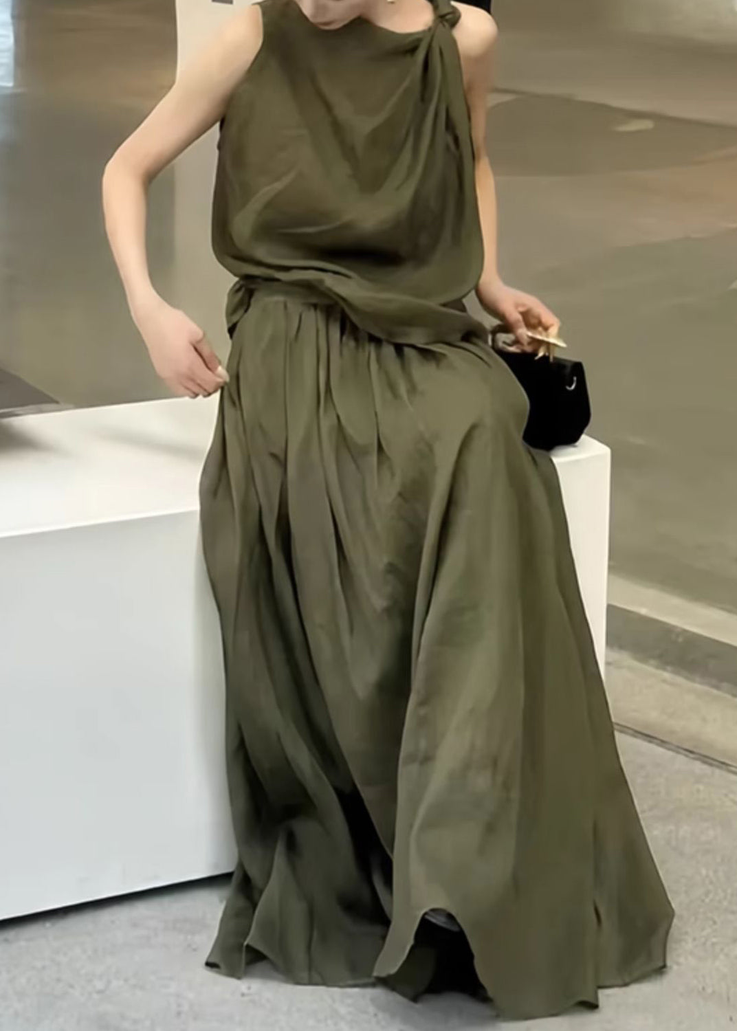 Two Skirts New Linen Original Green Tank And Set Design Piece