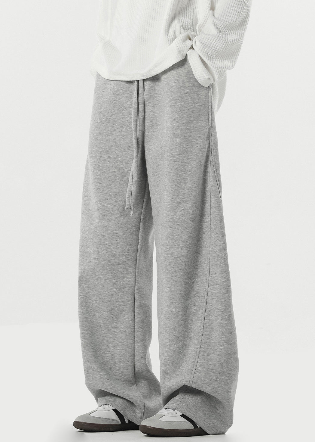 Pantalon gris en polaire chaude avec poches à lacets pour homme, printemps RM064
