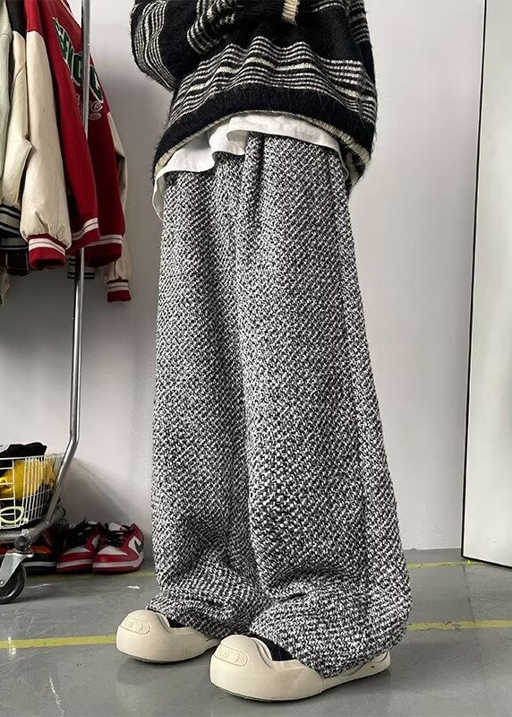 Pantalon oversize gris pour homme, en laine neuve, pour le printemps