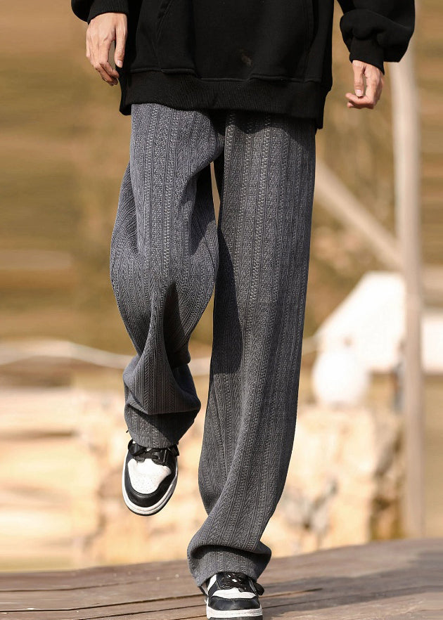 Pantalon gris en polaire chaude avec poches et taille élastique pour homme, nouvelle collection printemps RM063