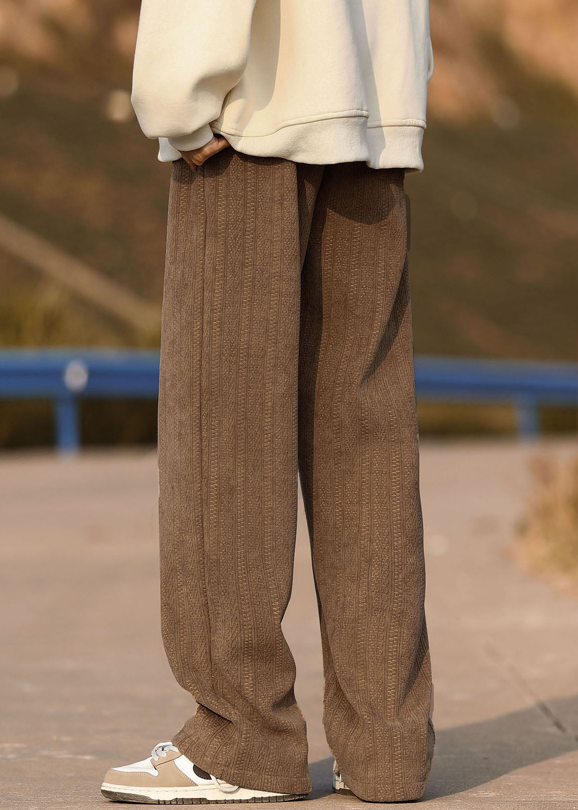 Pantalon gris en polaire chaude avec poches et taille élastique pour homme, nouvelle collection printemps RM063