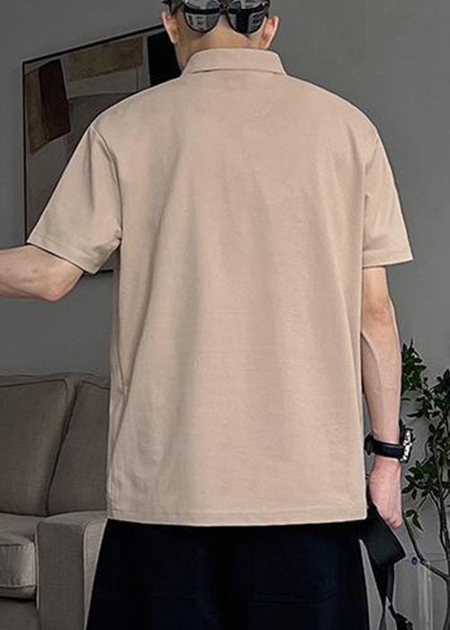 Print Baumwolle Shirts Sommer Khaki Button Neue Polo Männer