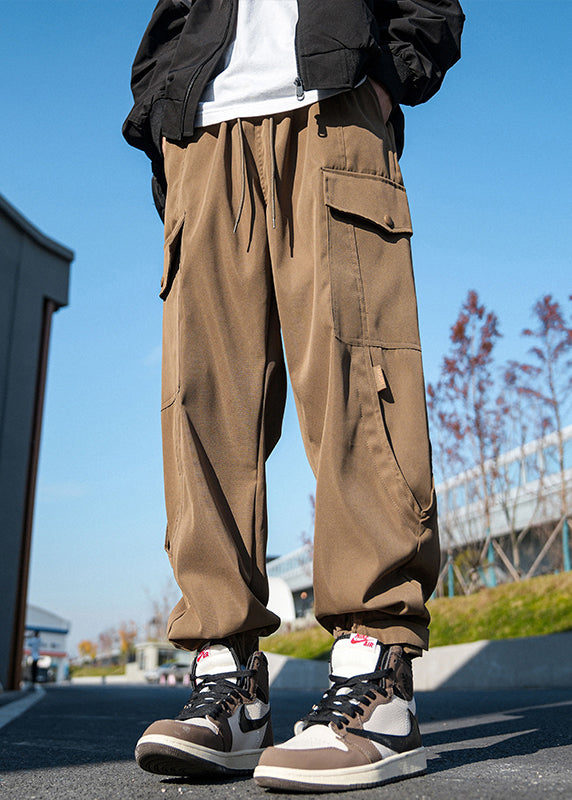 Pantalon décontracté à poches, nouveau faisceau de dentelle, coton, hommes, printemps, kaki