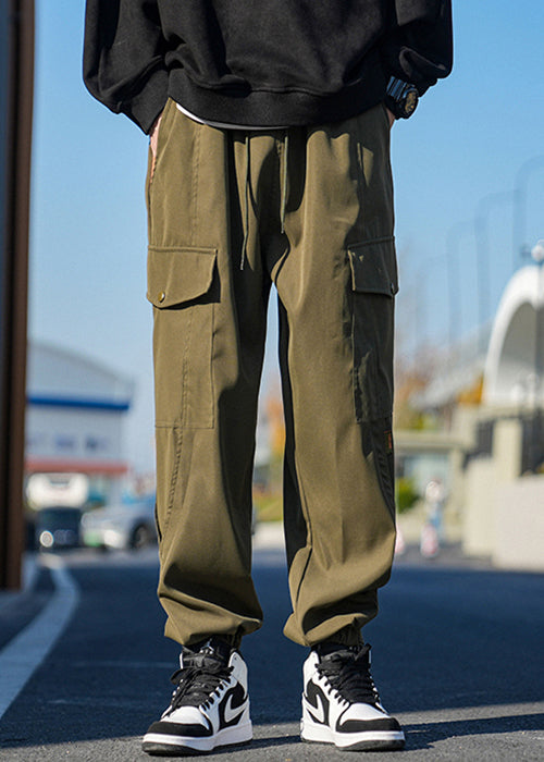 Pantalon décontracté à poches, nouveau faisceau de dentelle, coton, hommes, printemps, kaki