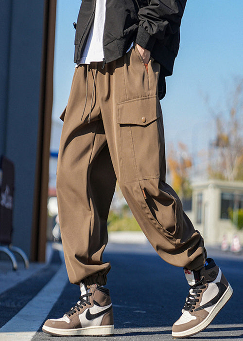 Pantalon décontracté à poches, nouveau faisceau de dentelle, coton, hommes, printemps, kaki
