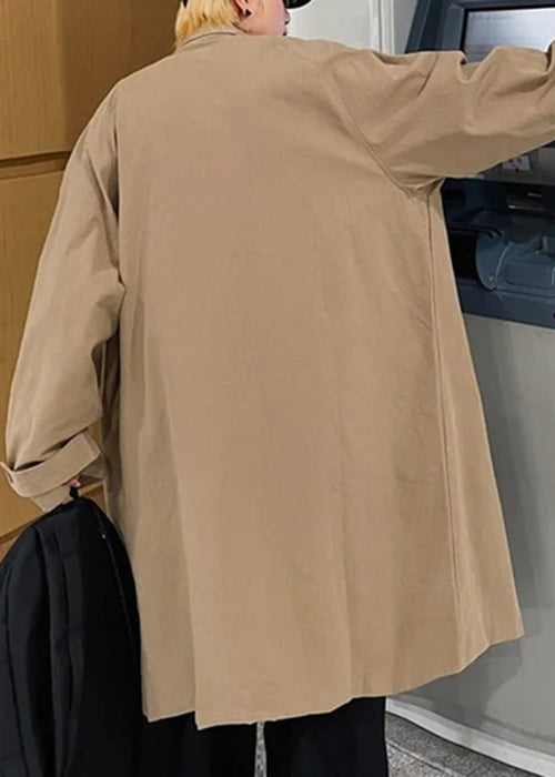 Neu Khaki Peter Pan Kragen Taste Taschen Baumwolle Männer Mantel Frühling YQ017