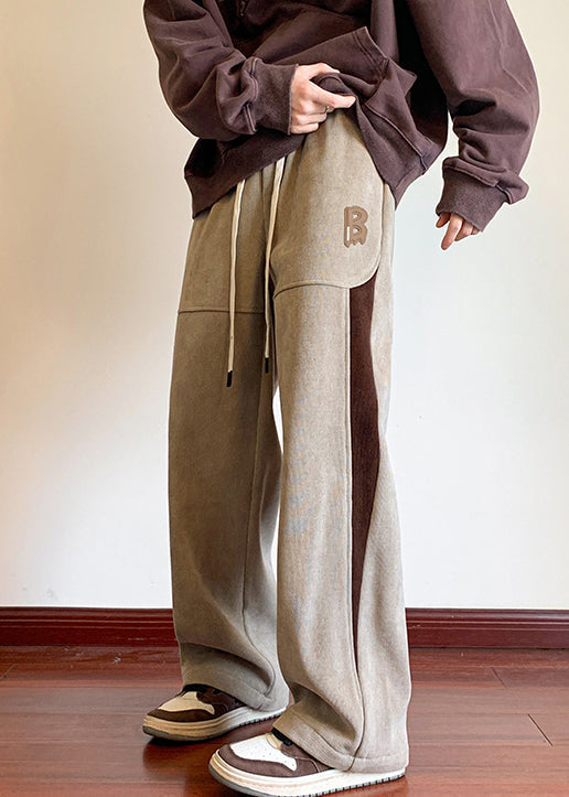 Pantalon polaire chaud patchwork kaki pour homme, poches, printemps RM054