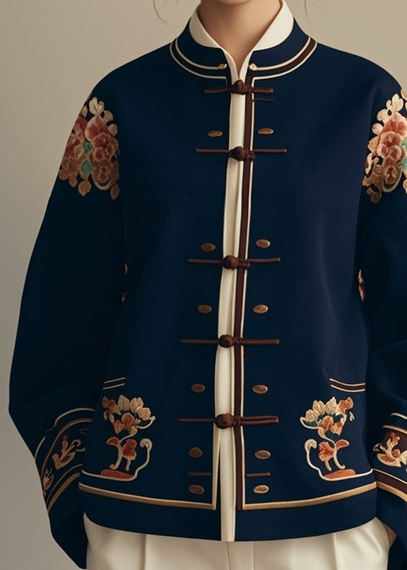 Neu Navy Button Print Original Design Baumwollmäntel Herbst ER004