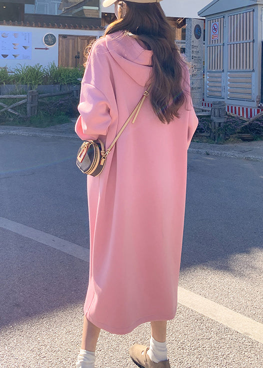 Neue rosa Kapuzentaschen Baumwolle Streetwear Kleider Herbst WM022