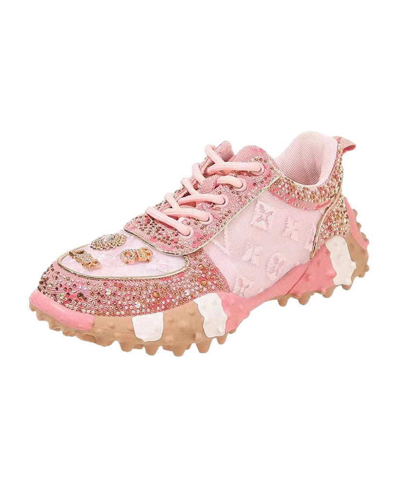 Mesh Pink Zircon Up New Breathable Sports Shoes Lace