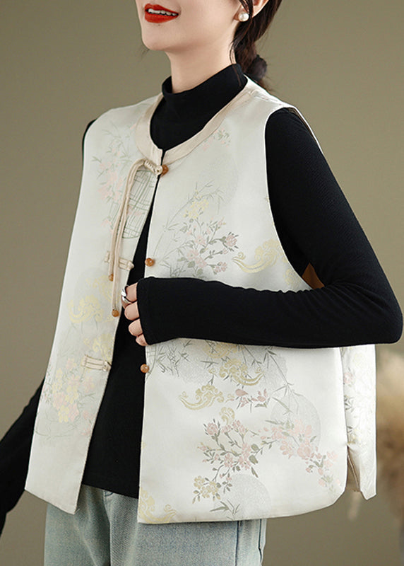 Neue ärmellose Seidenweste mit chinesischem Knopfmuster in Rosa QG028