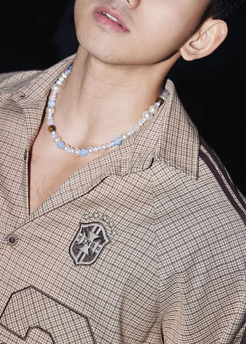 Chemises à carreaux et rayures pour hommes, col Peter, en coton, à rayures, pour le printemps