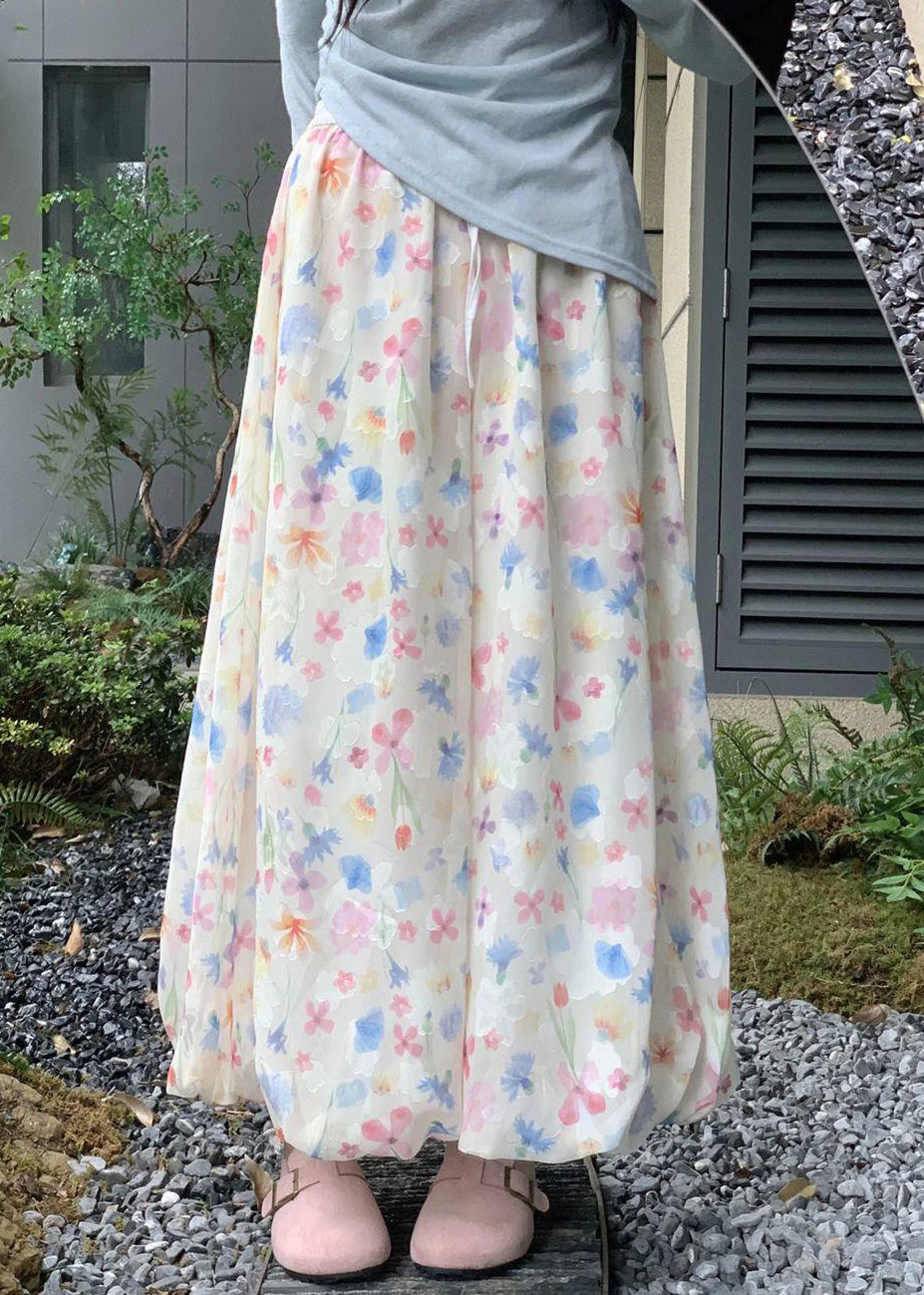 Sommer Baumwolle Breite Bein Druck Neue Taille Hosen