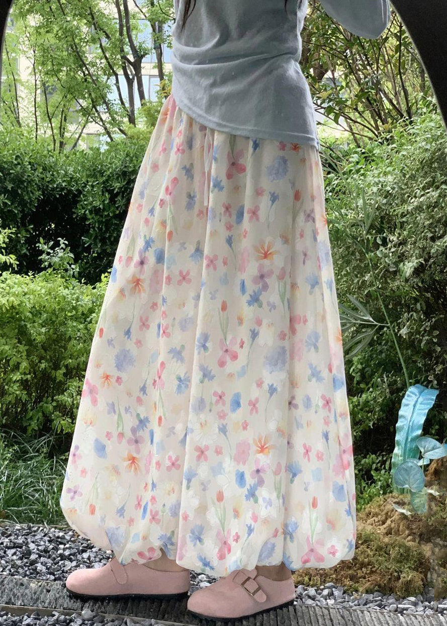 Sommer Baumwolle Breite Bein Druck Neue Taille Hosen