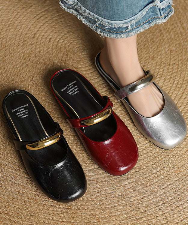 Faux Sandals Splicing Slide Leather Soft New Red