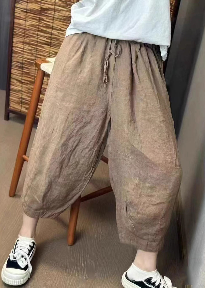 Haremshose Retro Beige Sommer Neu Oversized Leinenhose