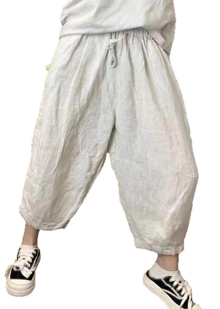 Haremshose Retro Beige Sommer Neu Oversized Leinenhose