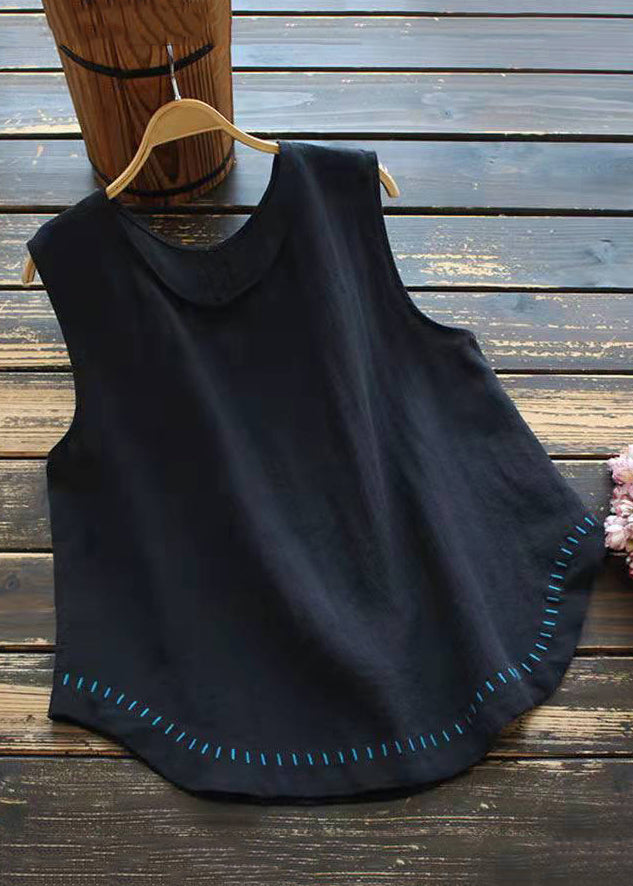 Neues weißes Tanktop mit Rundhalsausschnitt aus massiver Baumwolle, ärmellos, FF049