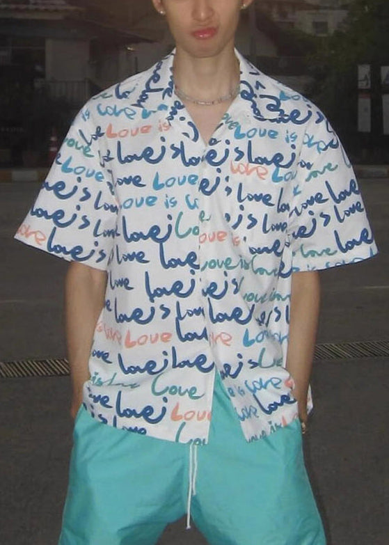 Chemises blanches imprimées pour hommes, nouvelles poches, coton, été