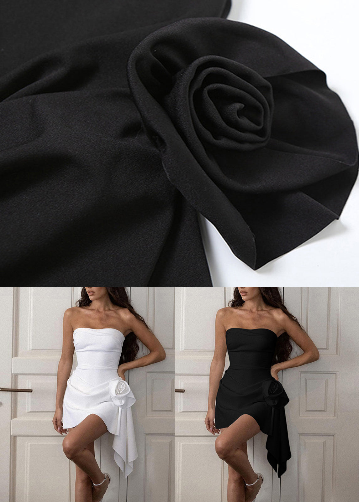 Neues weißes trägerloses ärmelloses Kleid mit Blumenmuster