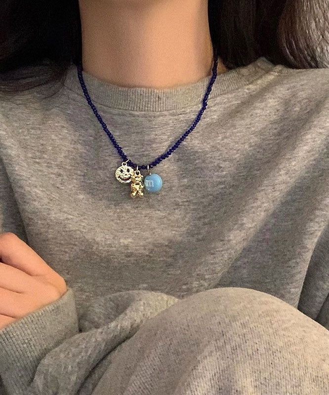 Neue gelbe Halskette mit Anhänger Little Bea mit Perlen RA028