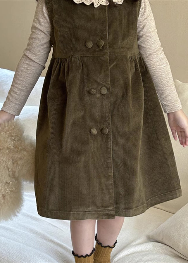 Neuartiges Cord-Top und langes Kleid für Mädchen, zweiteiliges Set, Frühling, TV027