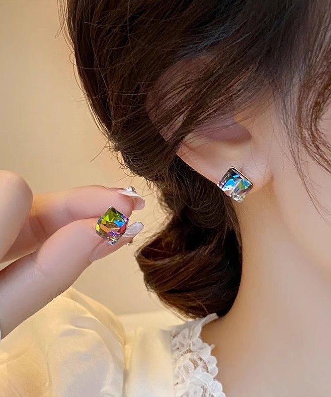 Neuheit Gold Kupfer Legierung Kristall Zucker Ohrstecker YA048