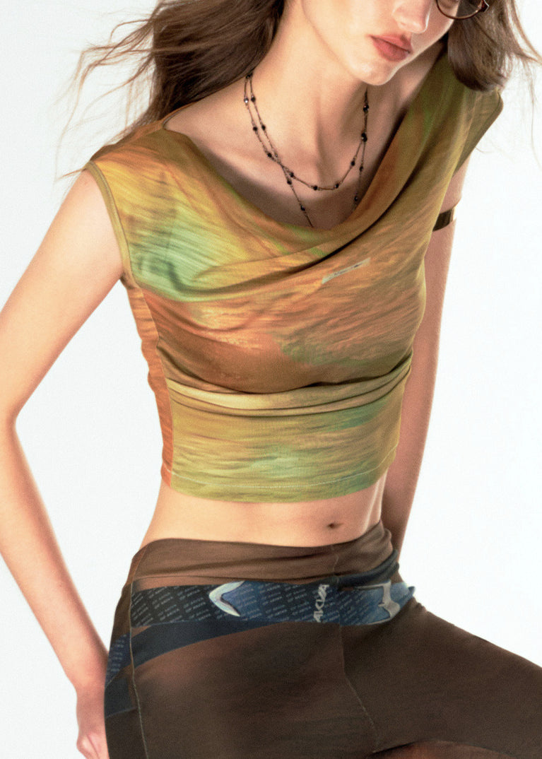 Neuartige, grüne Weste mit Rundhalsausschnitt und Aufdruck, ärmellos, UU1001