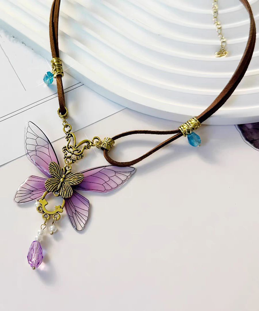 Silver Overgild Purple Novelty Sterling Butterfly Pearl Pendant