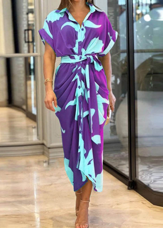 Baumwolle Sommer Gelb Krawatte Neuheit Kleid Print Taille Shirts