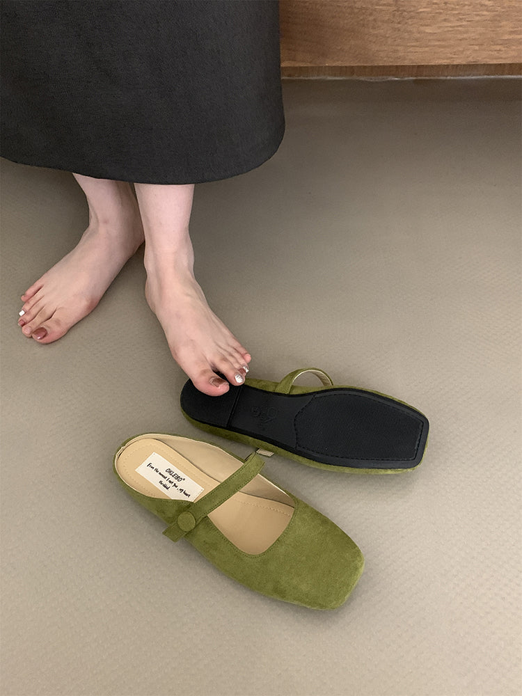 Französische grüne Slide-Sandalen OI081