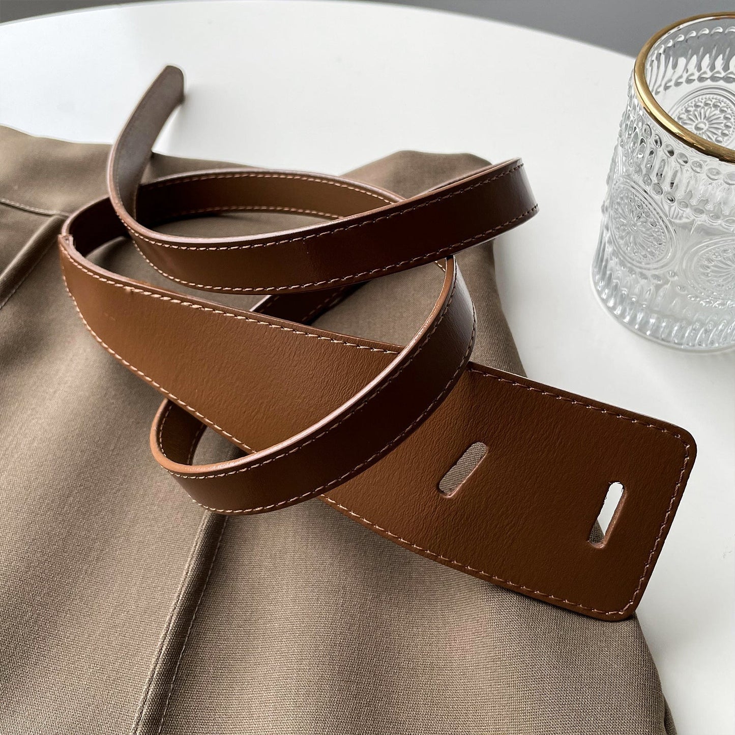 Temperament Pu Leather Personalized Knot Buckle Belt OP1020