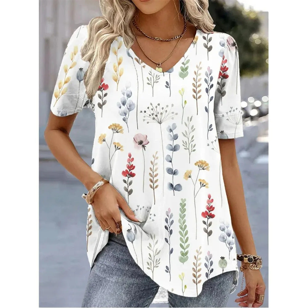 Casual Knitted Floral Loose T-Shirt WW62