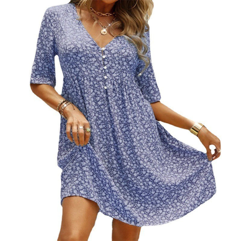 V Neck Floral Vacation Mini Dresses AD1111