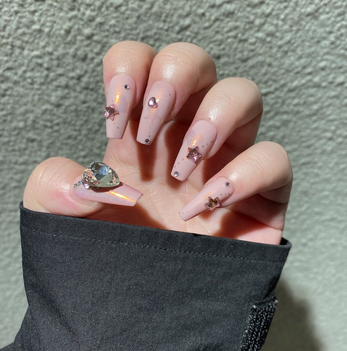 【Sur mesure pendant 35 jours】Jolis ongles roses en forme d'étoile et de cœur - Heartzcore