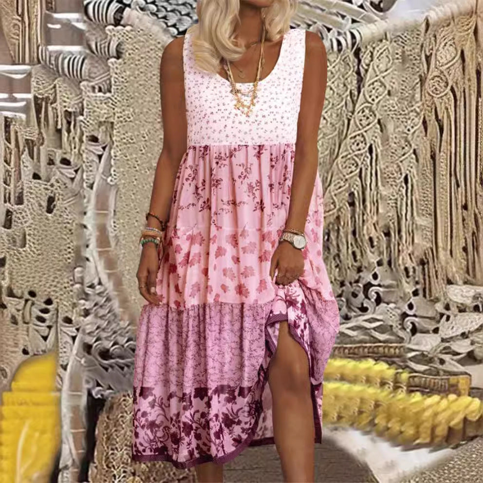 Crew Neck Boho Ombre Regular Fit Dress AH171
