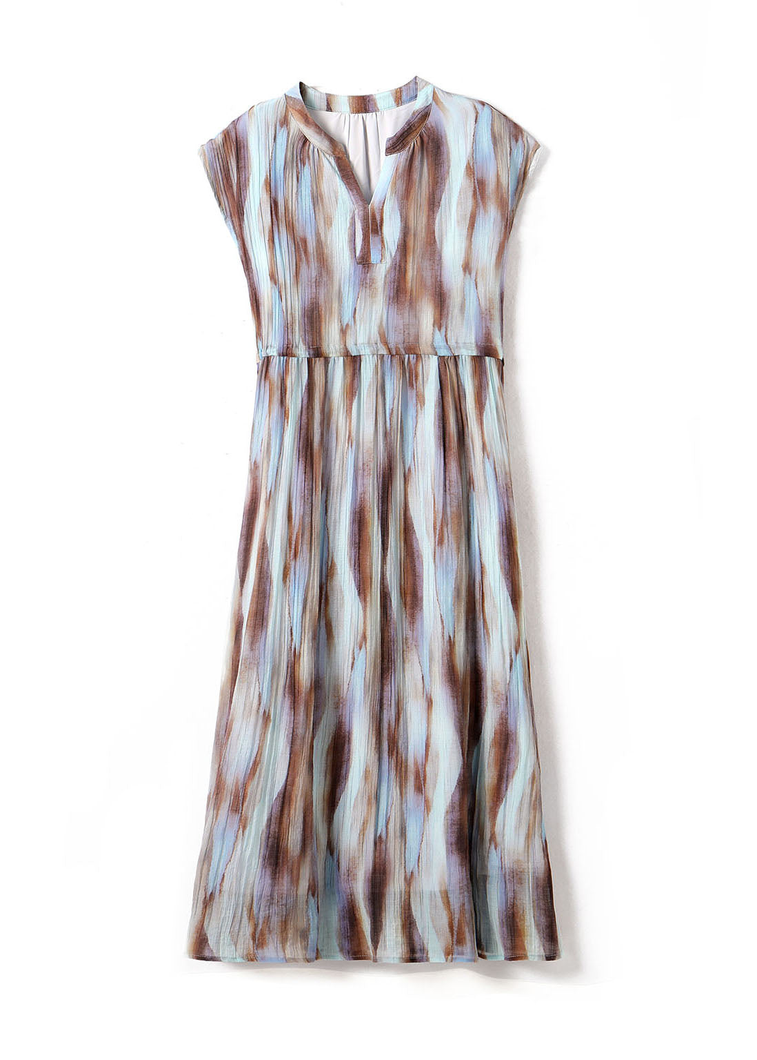 Bio Khaki Cinched Tie Dye Chiffon Maxikleider Sommer YY010