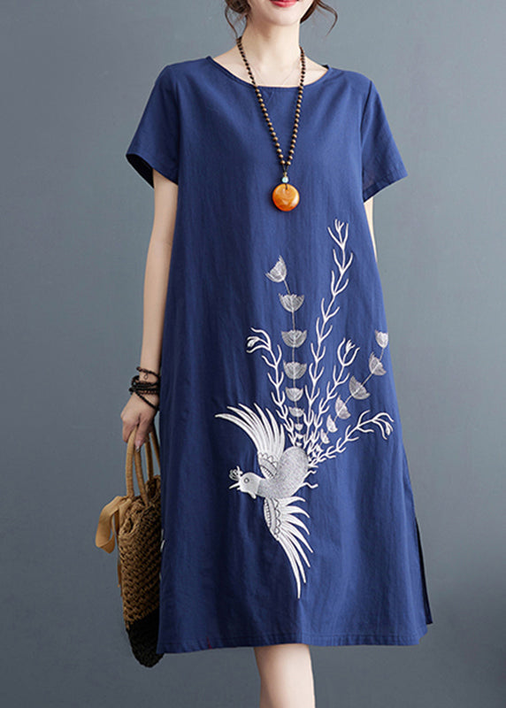 A Kleider Navy Sommer Bio-Linie Baumwolle Print