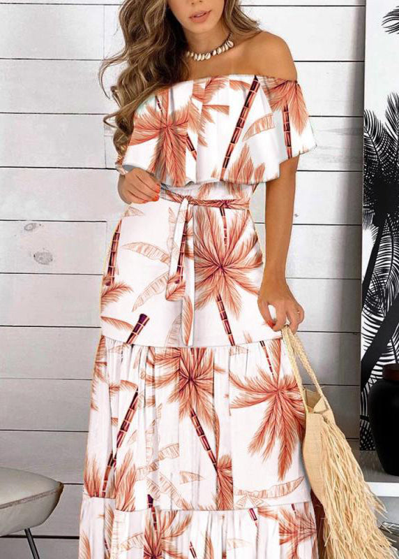 Tunic Red Long Patchwork Summer Organic Slash Neck Dresses