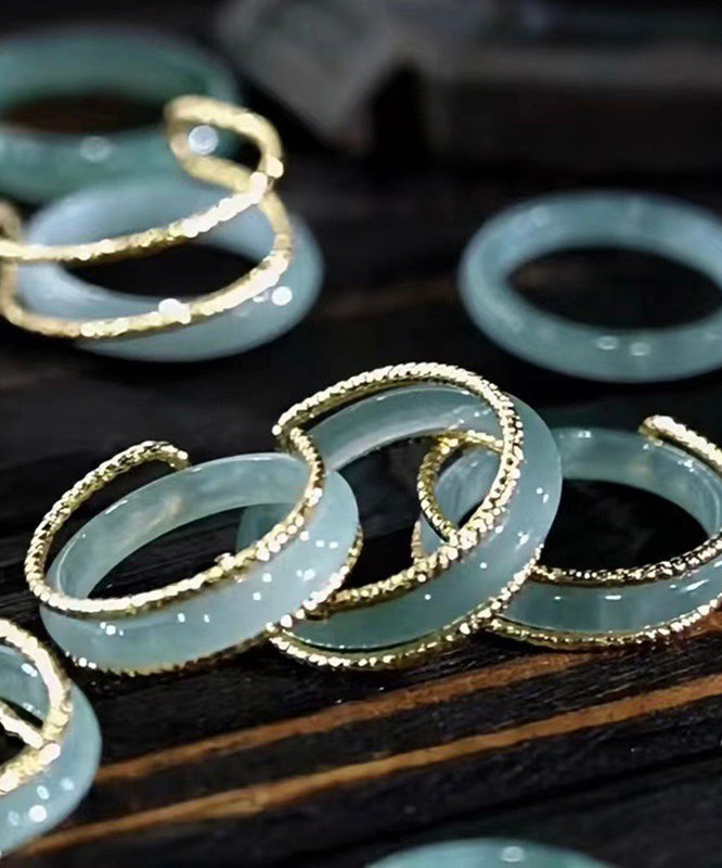 Original Design Blau 14K Gold Jade Ringe RB016