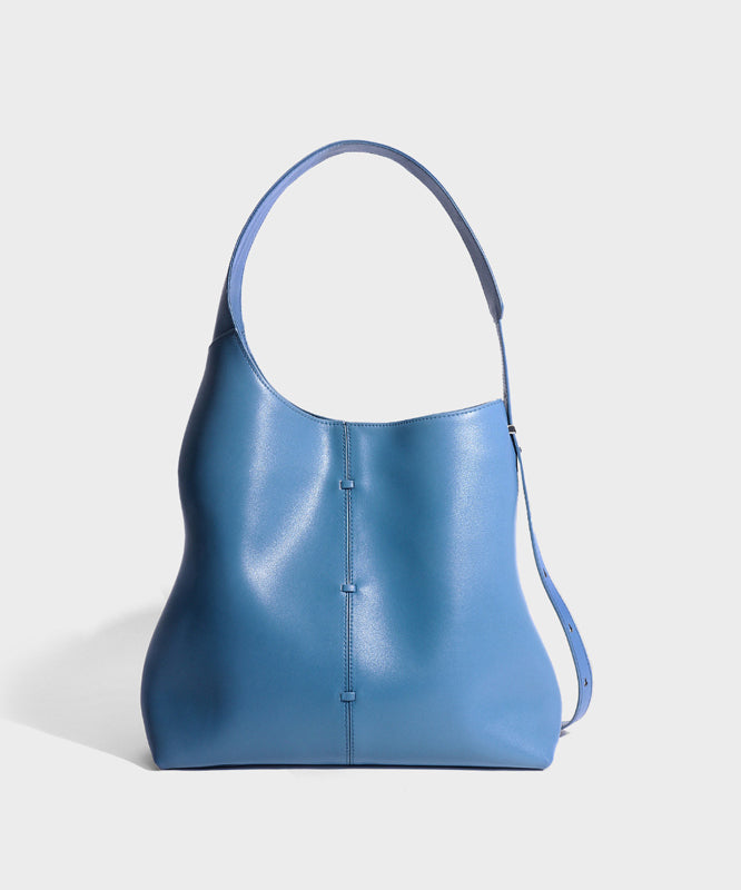 Design Bag Leather Shoulder Calf Large Blue Original Capacity