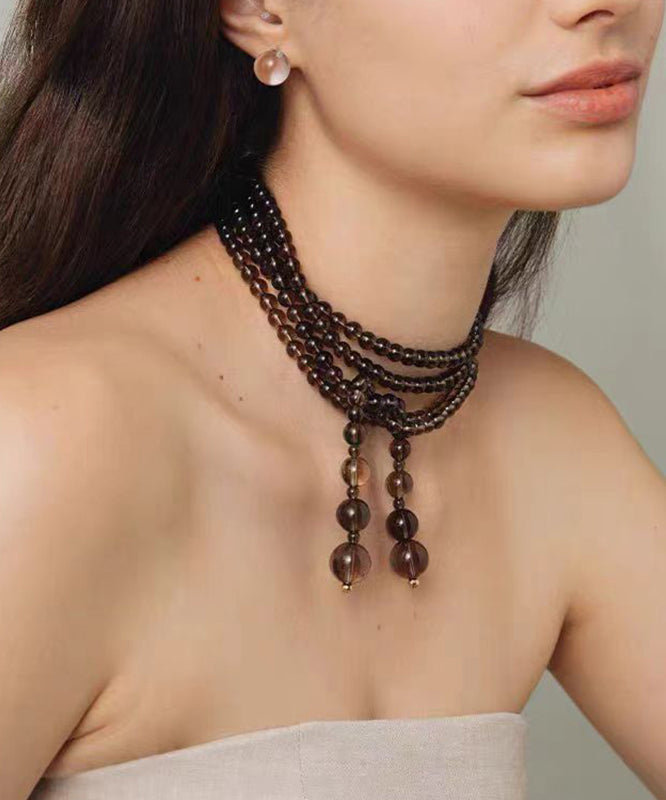 Original Design Schokolade Legierung Kristall Beadin Gratuated Bead Halskette YU001
